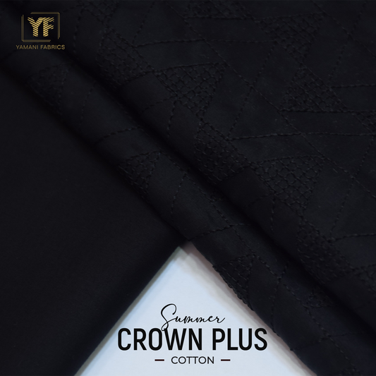 Gents Unstitched Cotton Embroidery Suit (summer Crown Plus 04) jet black