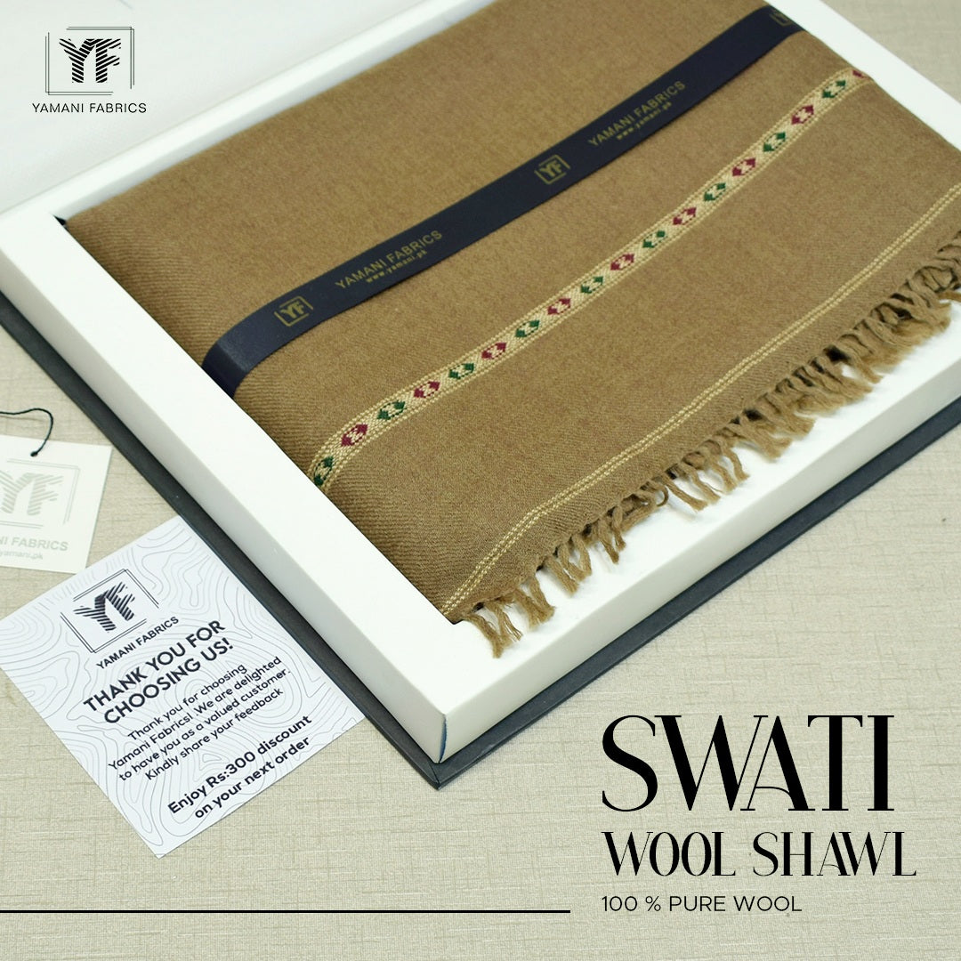 swati 100% pure wool shawl for men |light brown