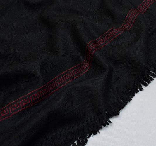 Check design special wool Shawl for Gents black