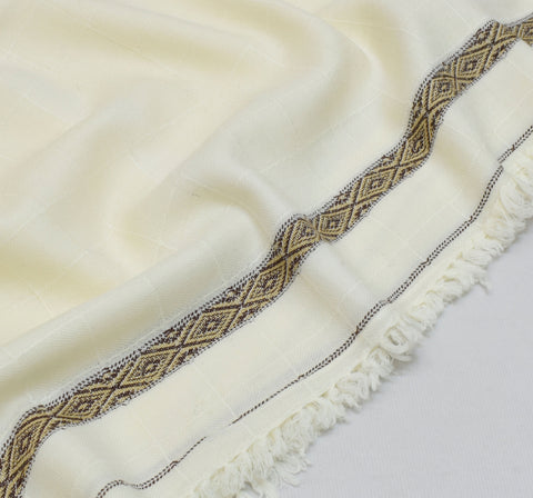 Check design special wool Shawl for Gents cream