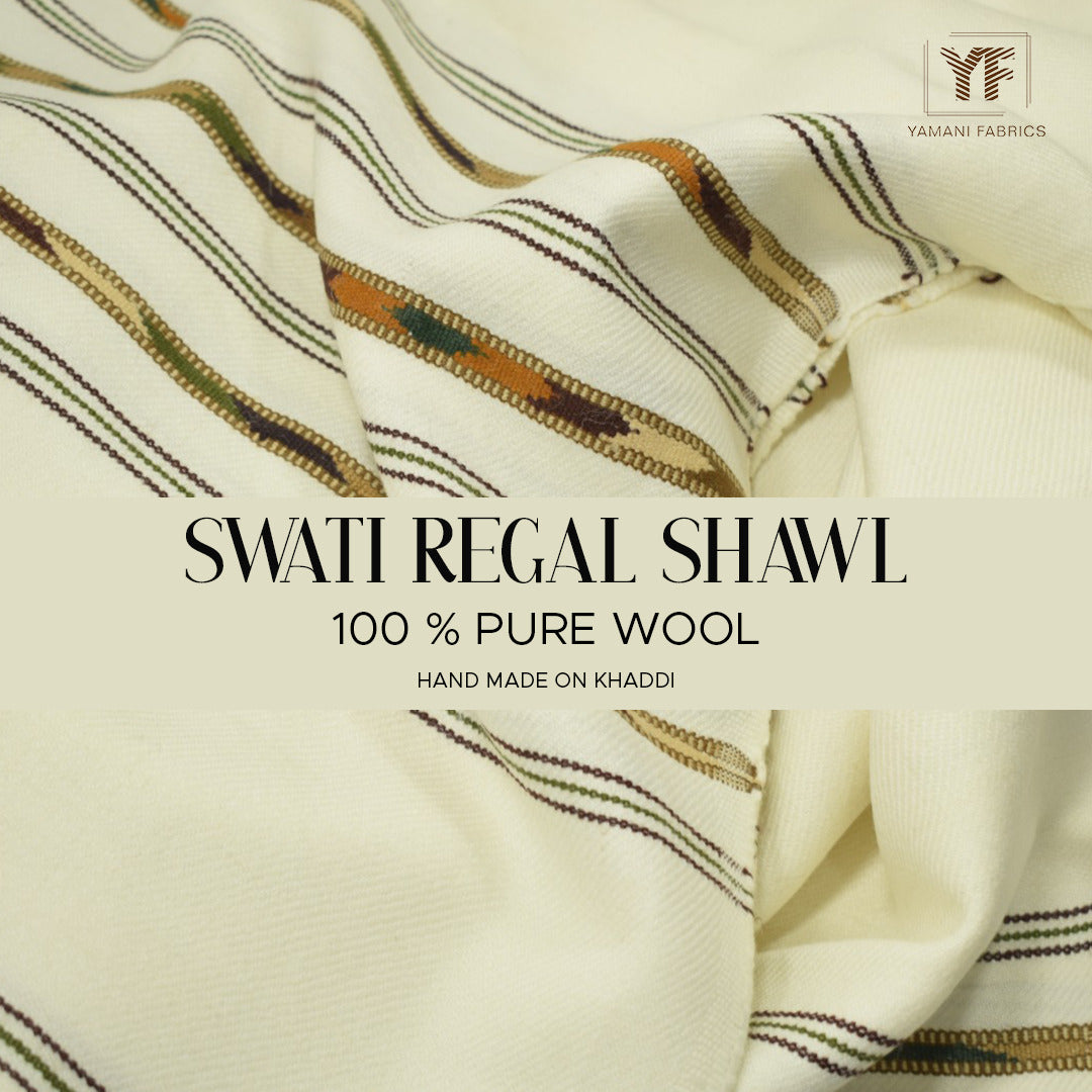 Regal swati shawl pure wool for men |cream