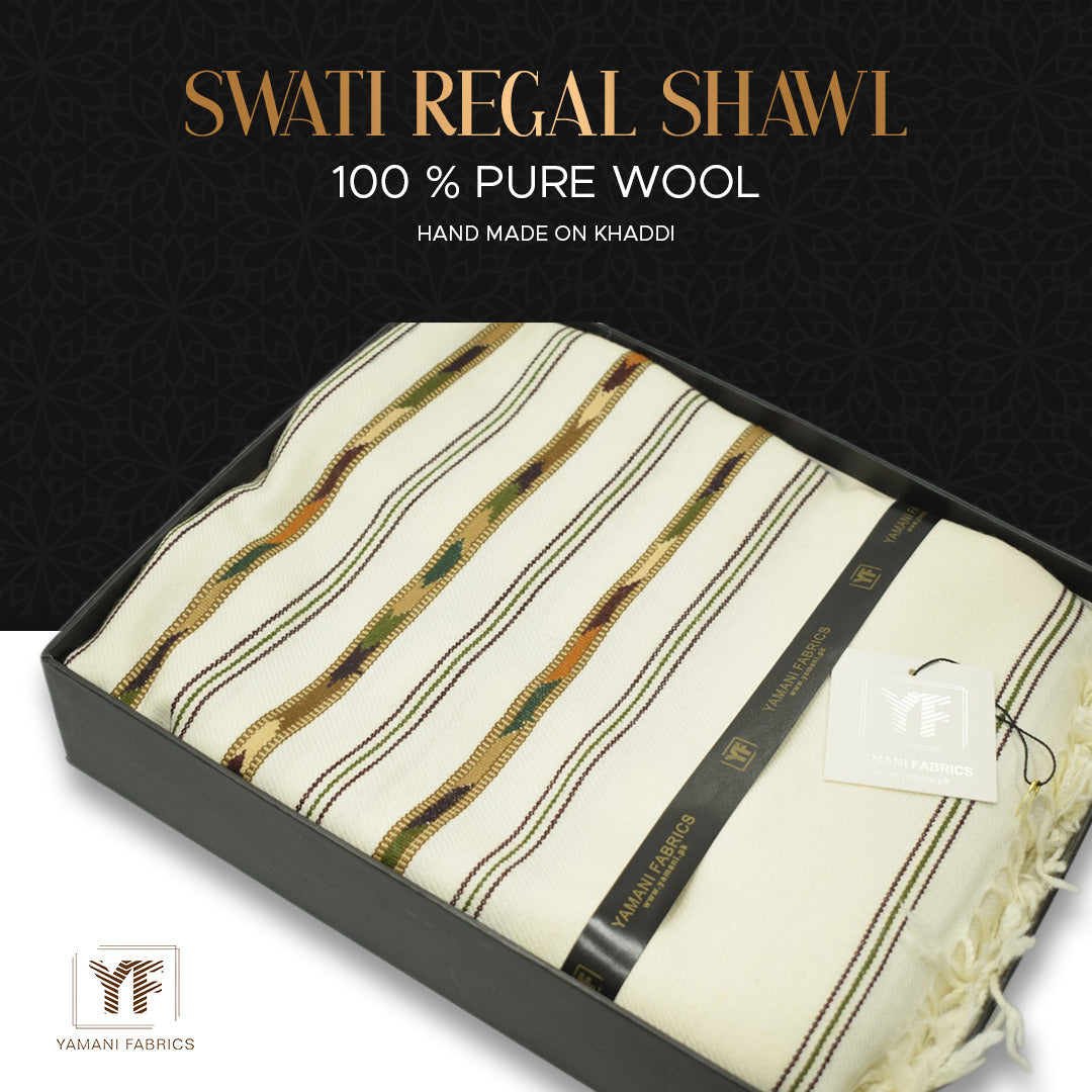 Regal swati shawl pure wool for men |cream