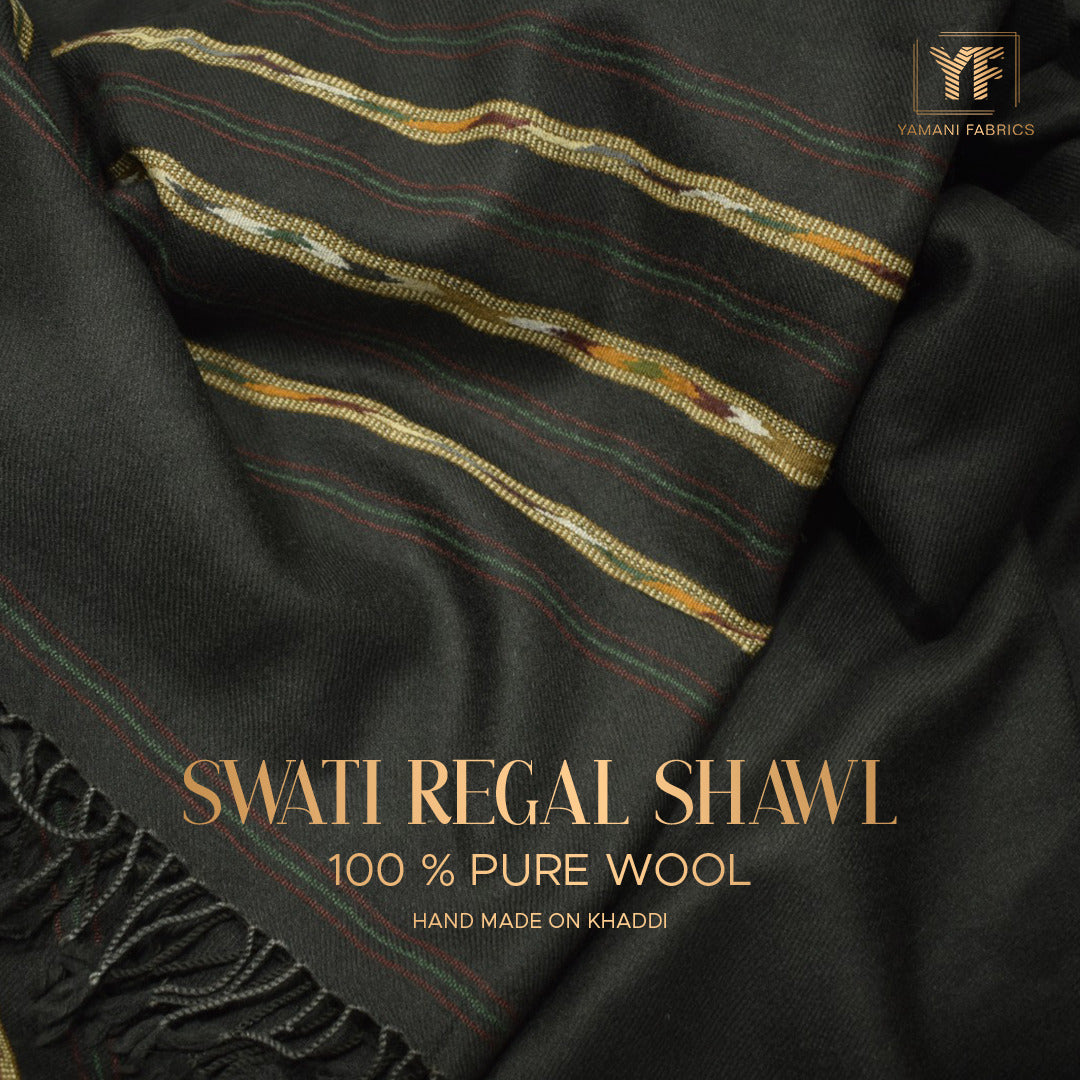 Regal swati shawl pure wool for men |black
