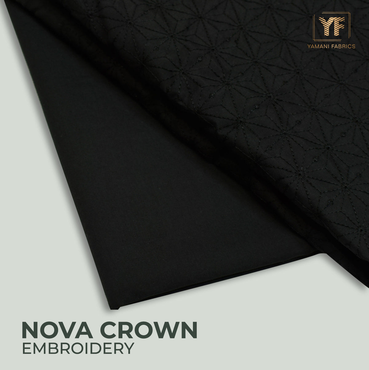 Gents Unstitched wash n wear Embroidery Suit (nova crown)jet black 07