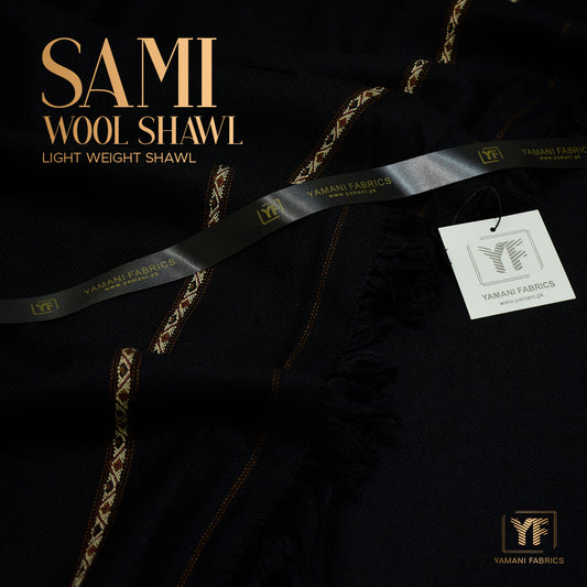 SAMI wool Shawl for Gents Black (YF shawl-2)