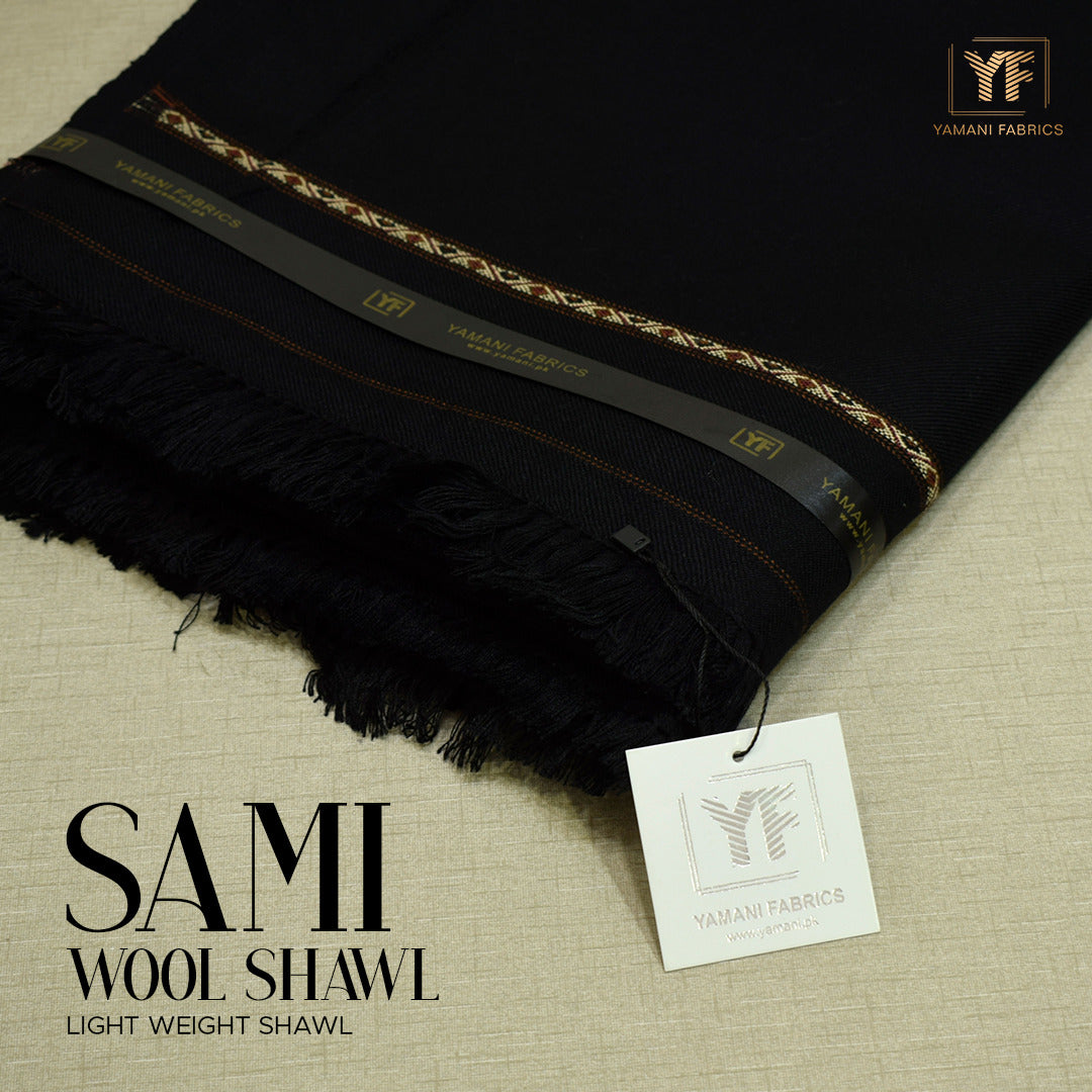 SAMI wool Shawl for Gents Black (YF shawl-2)