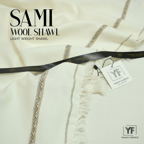 SAMI wool Shawl for Gents off white (YF shawl-4)