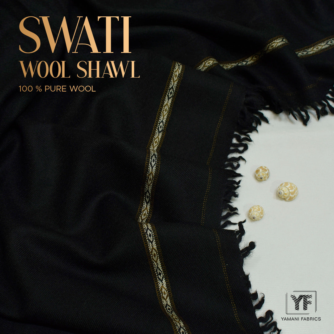 swati 100% pure wool shawl for men |black