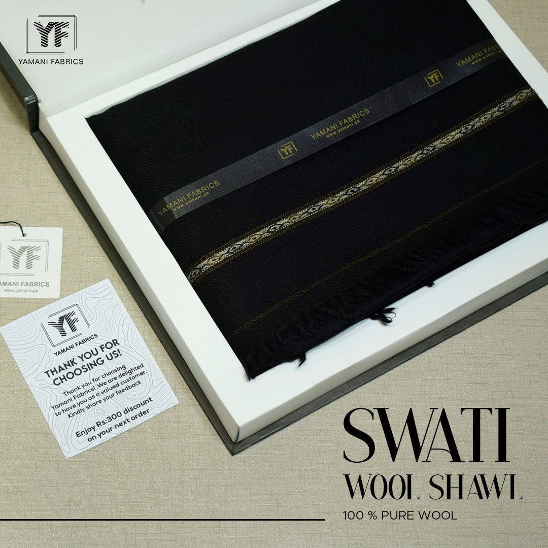 swati 100% pure wool shawl for men |black