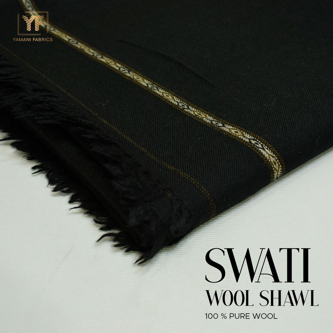 swati 100% pure wool shawl for men |black