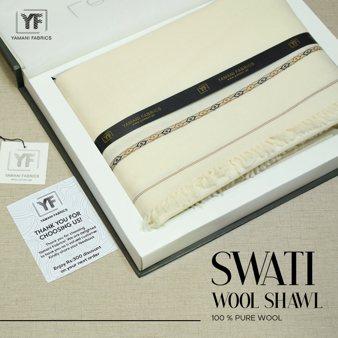 swati 100% pure wool shawl for men |cream