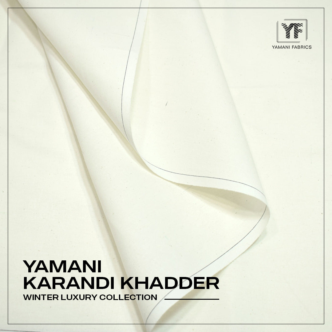Yamani Karandi 01 Fabric Gents Unstitched Khaddar Suit |off white