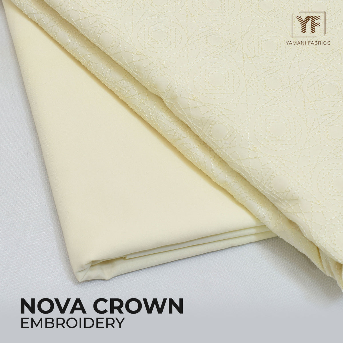 Gents Unstitched wash n wear Embroidery Suit (nova crown)10 cream