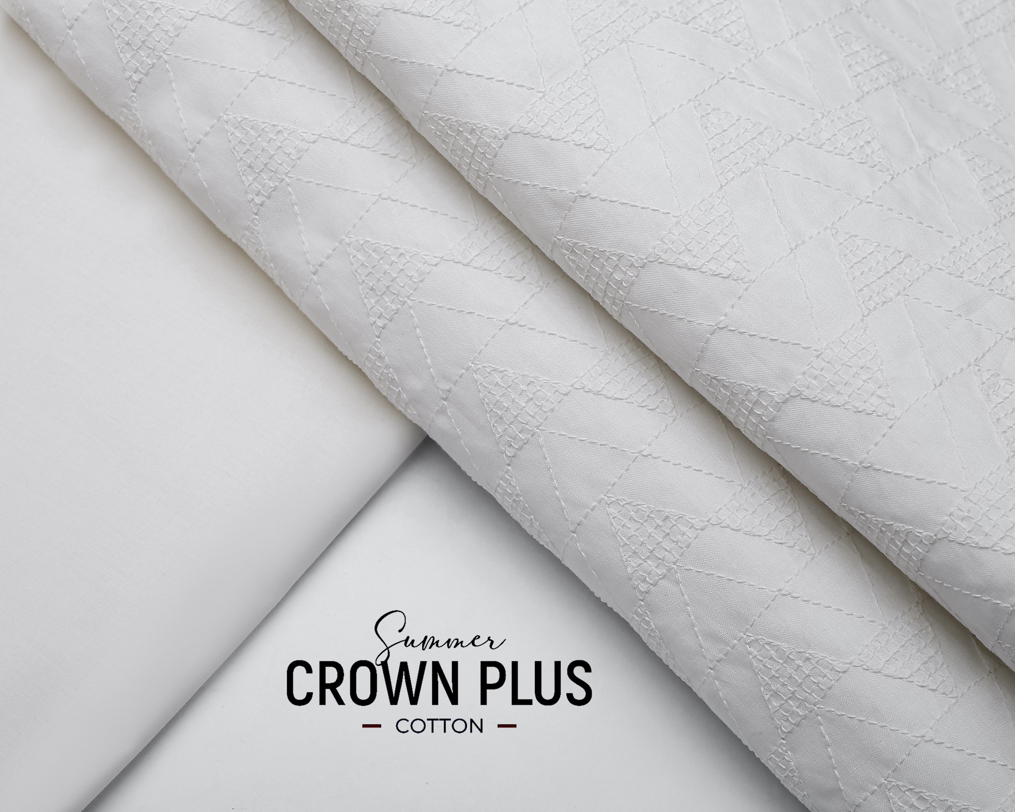 Gents Unstitched Cotton Embroidery Suit (summer Crown Plus 07) off whi