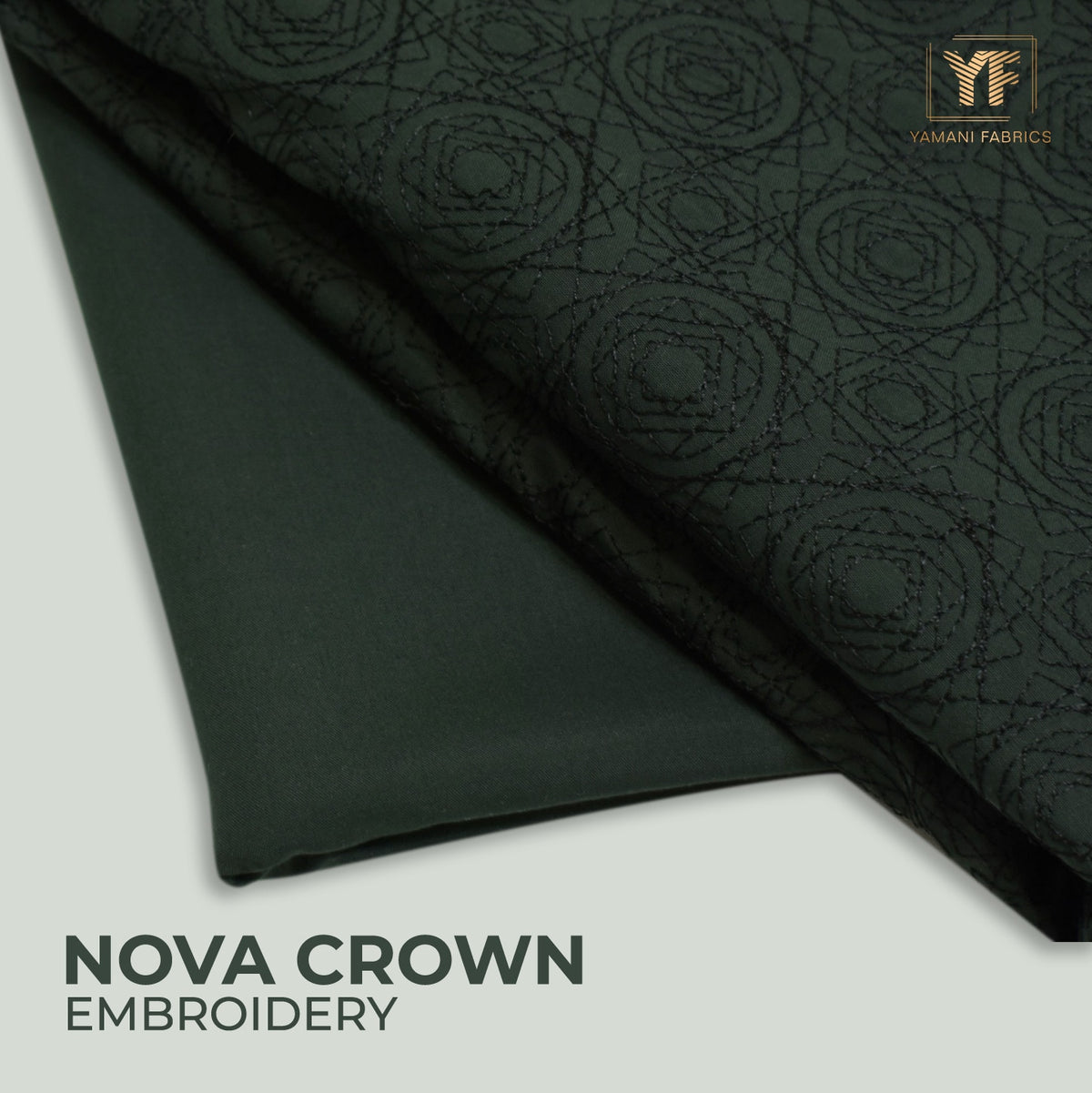 Gents Unstitched wash n wear Embroidery Suit (nova crown)dark green 09