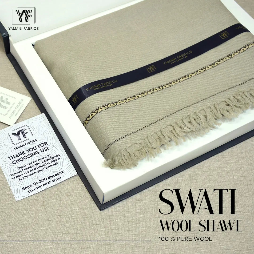 swati 100% pure wool shawl for men |silver