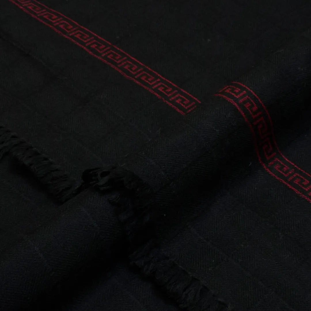 Check design special wool Shawl for Gents black