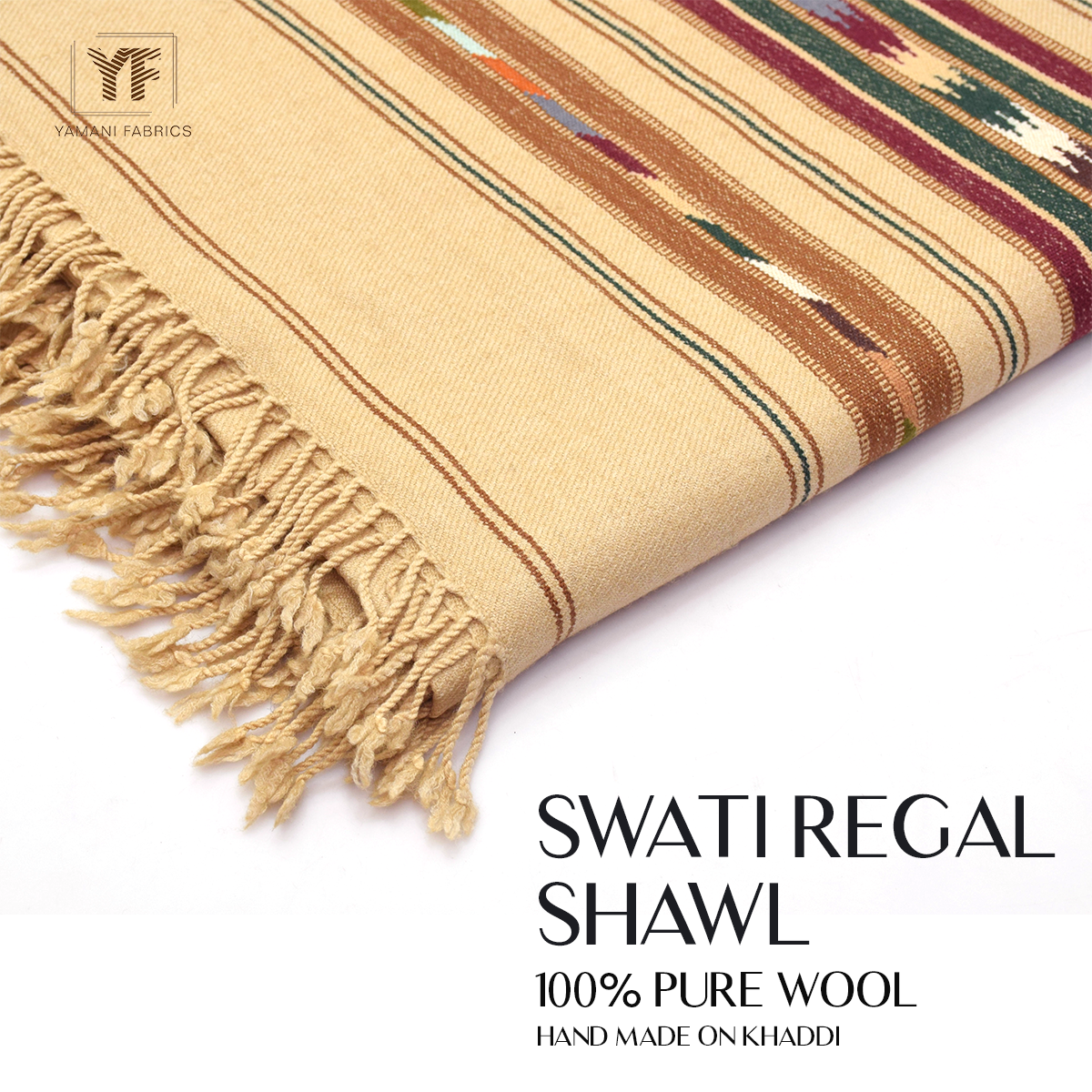 Regal swati shawl pure wool for men |skin camel