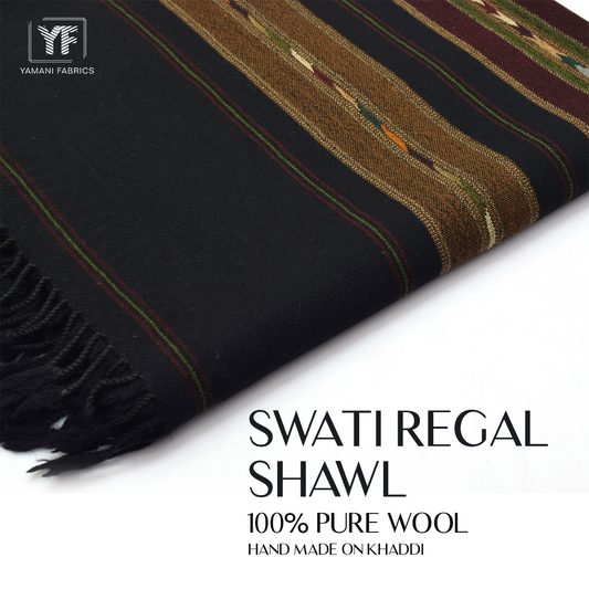 Regal swati shawl pure wool for men  | black 2nd