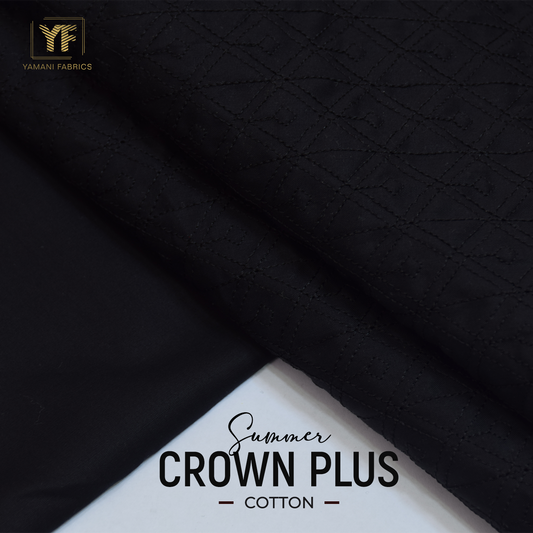 Gents Unstitched Cotton Embroidery Suit (summer Crown Plus 01) jet black