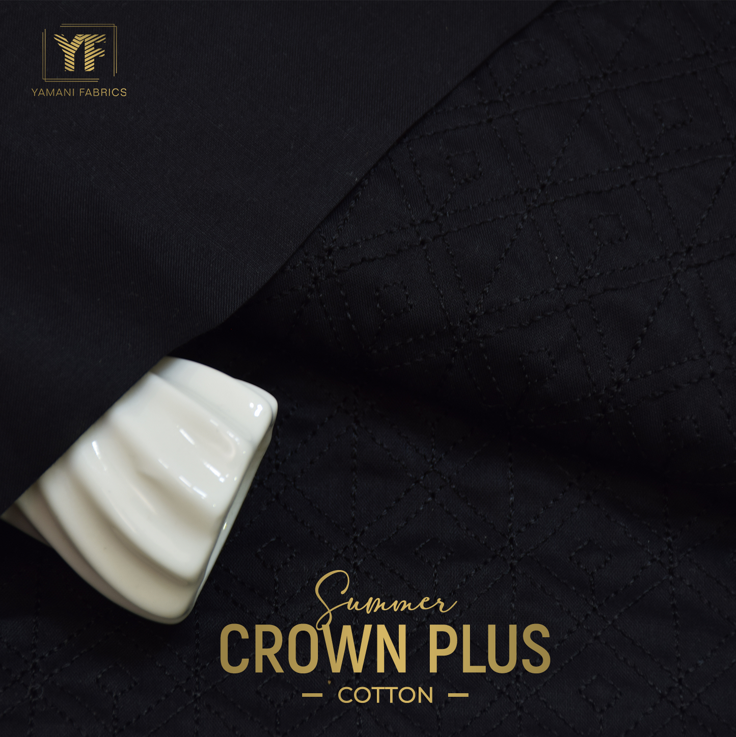 Gents Unstitched Cotton Embroidery Suit (summer Crown Plus 01) jet black