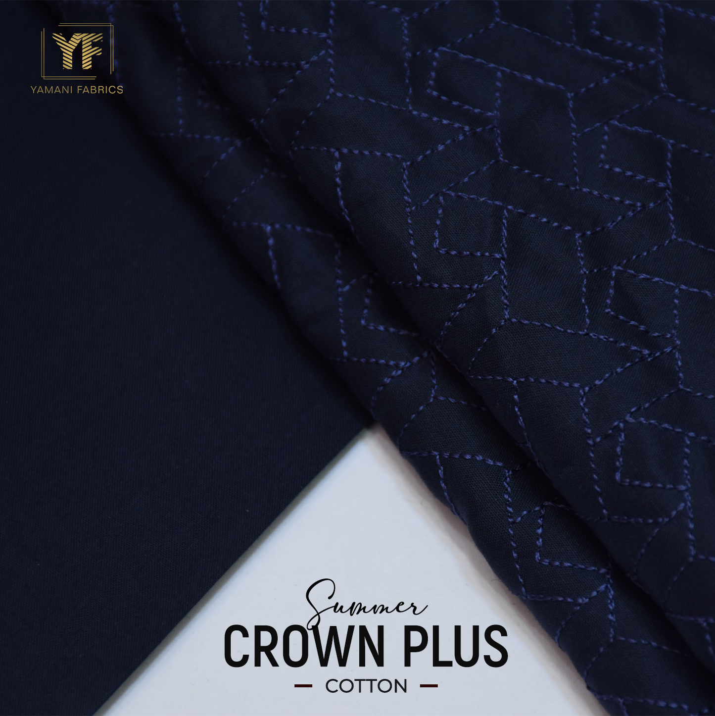 Gents Unstitched Cotton Embroidery Suit (summer Crown Plus 05) navy blue