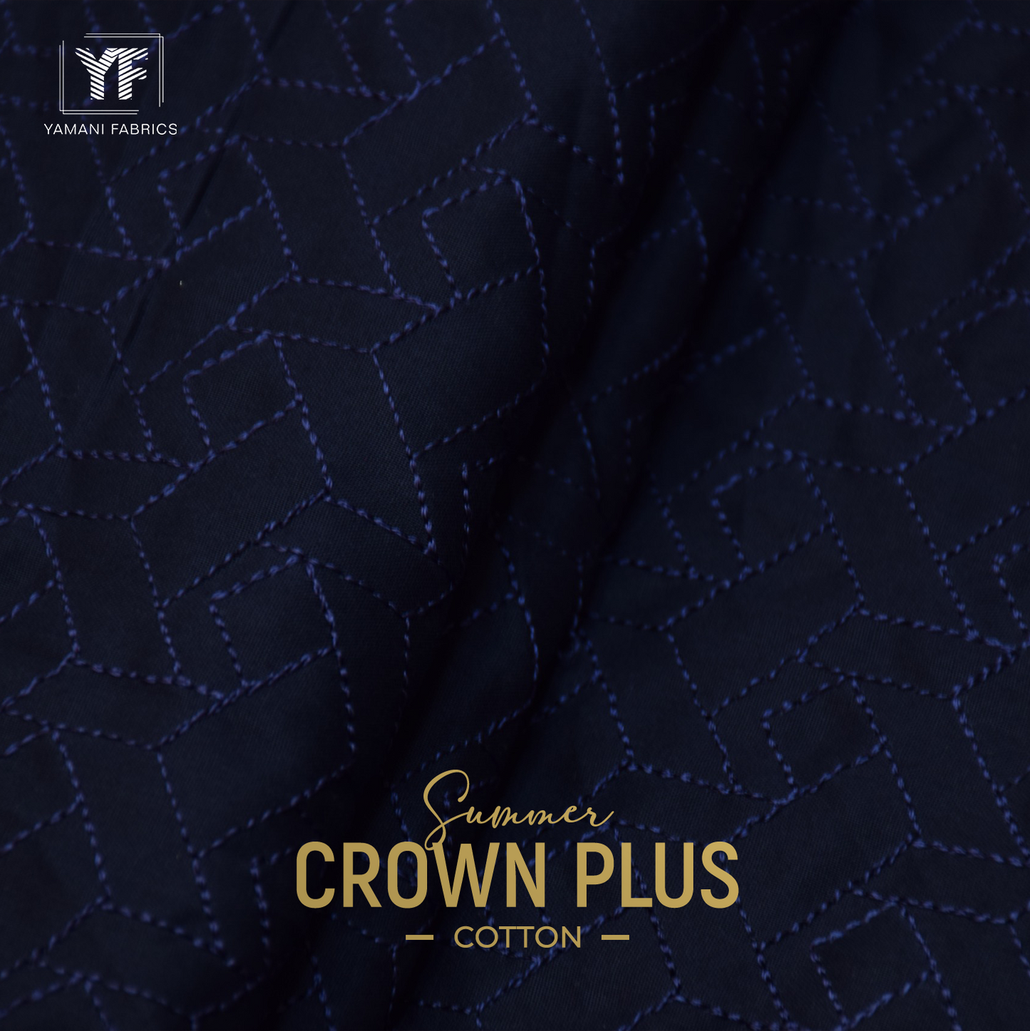 Gents Unstitched Cotton Embroidery Suit (summer Crown Plus 05) navy blue
