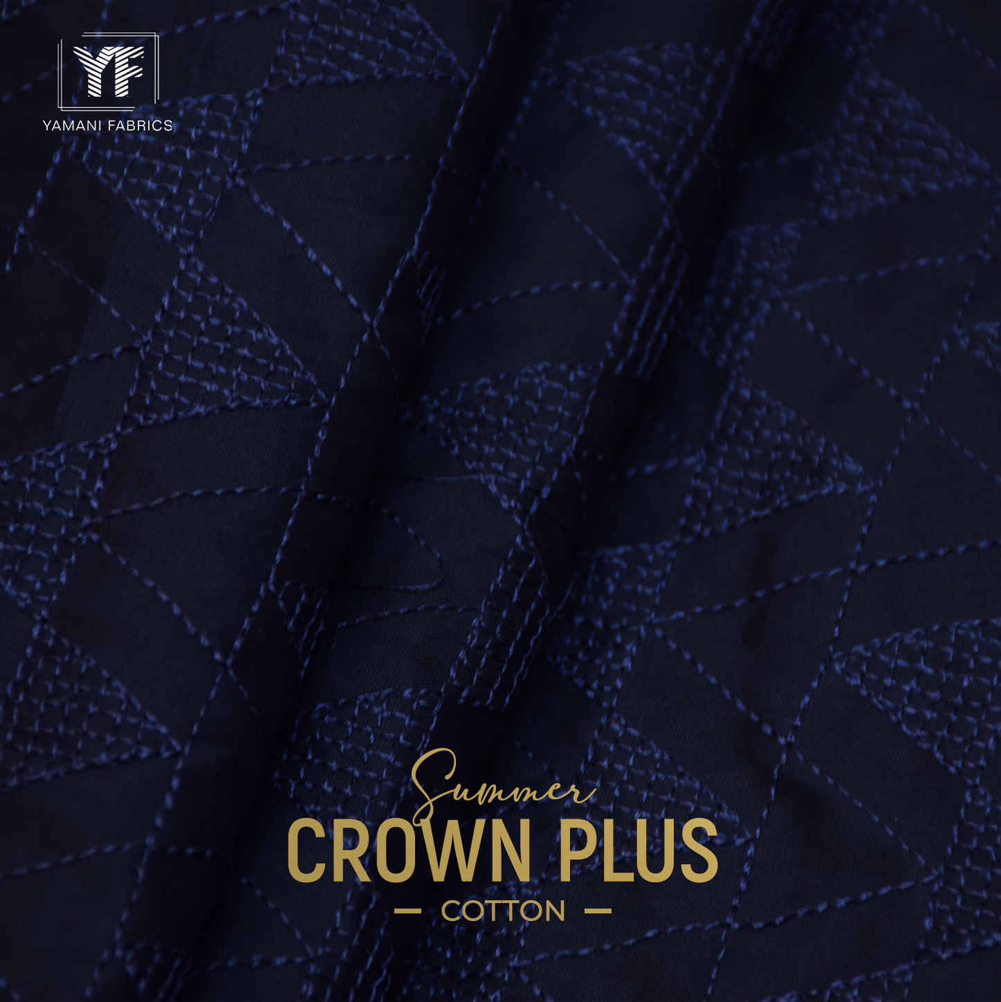 Gents Unstitched Cotton Embroidery Suit (summer Crown Plus 03) navy blue