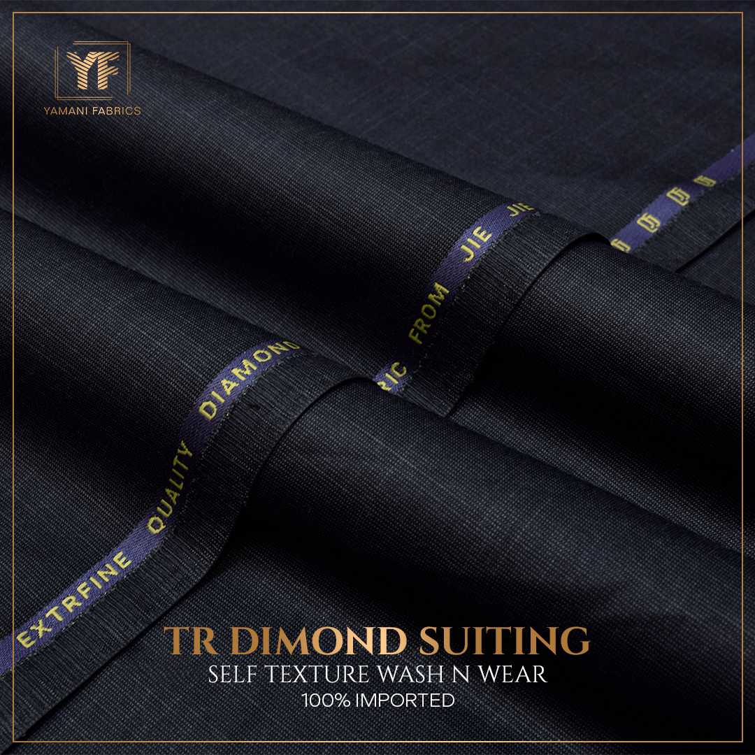 Gents Imported Wash n Wear Fabric self texture (TR DIAMOND  - CHARCOAL GREY)