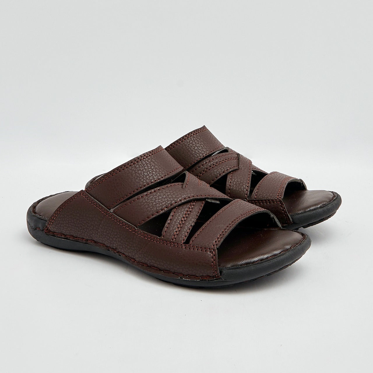 Mens padded insole chappal brown 001