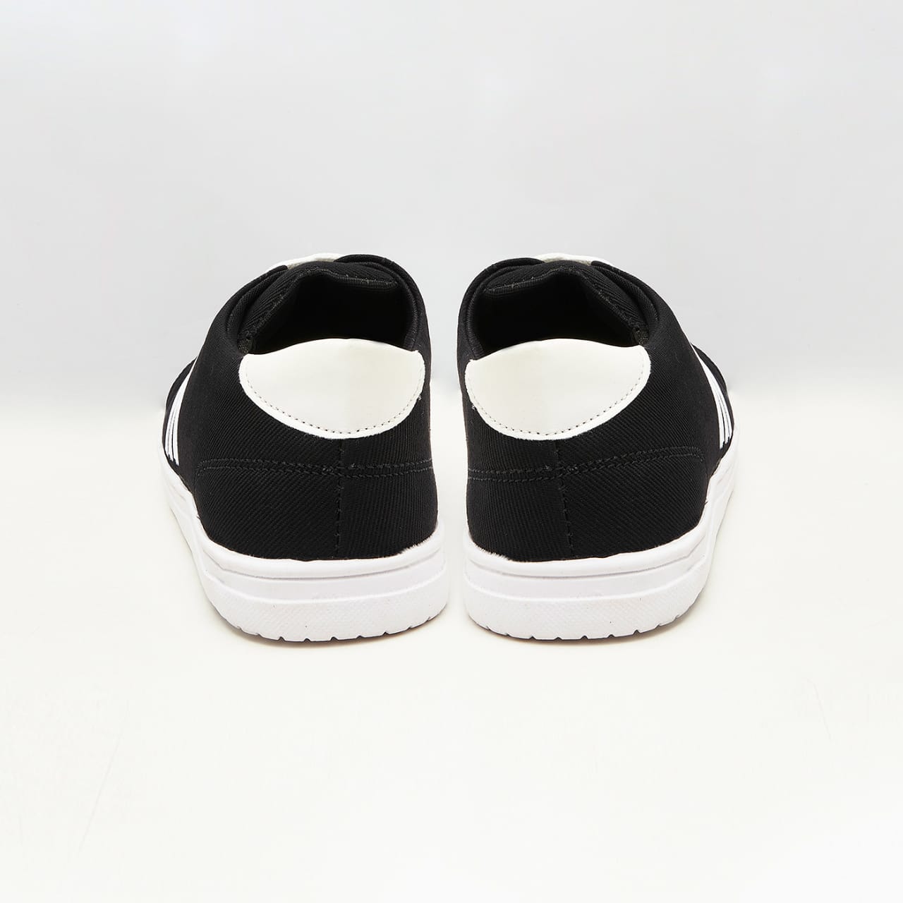 Mens Black Sneakers Shoes with White Lines 003