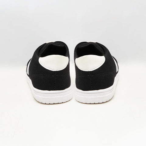 Mens Black Sneakers Shoes with White Lines 003
