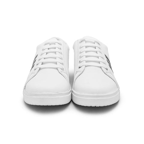 White Sneaker Shoes With Side Black Line 002