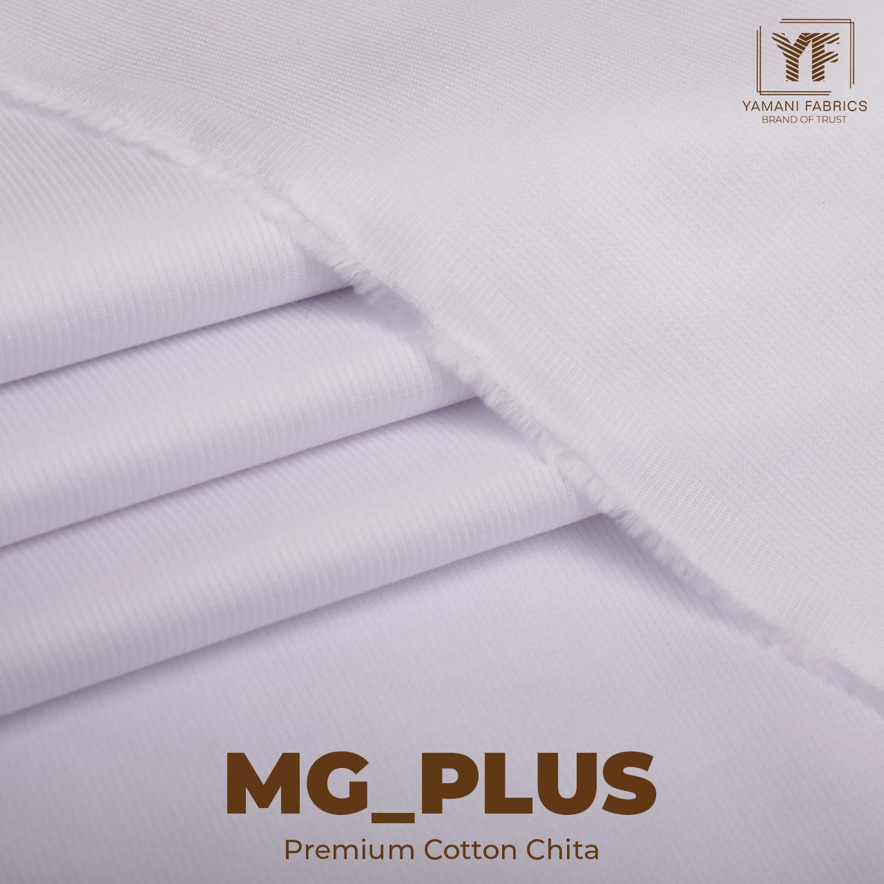 Gents Unstitched White MG_PLUS Premium Cotton Chita Fabric 001
