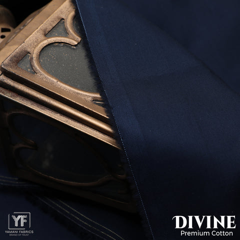 Divine 03 Mens Unstitched Pure Cotton Suits (navy blue)